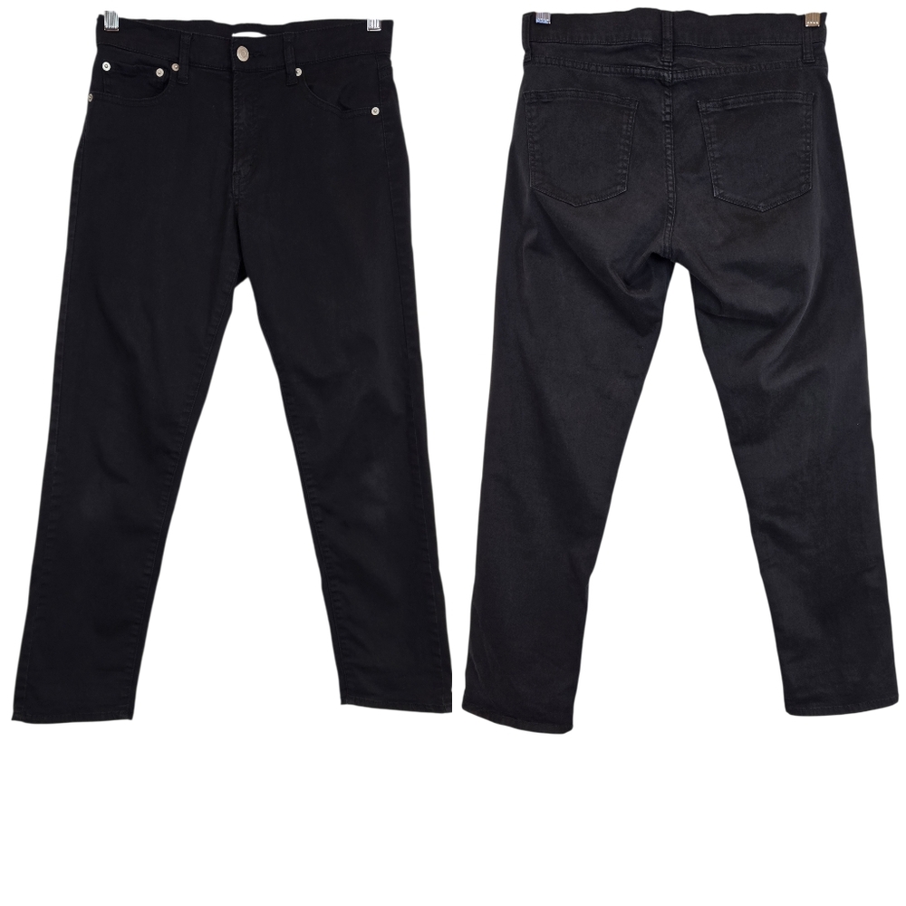 Browny Standard Mid-rise Slim Leg Cropped Pants Soft Twill Black Large 28